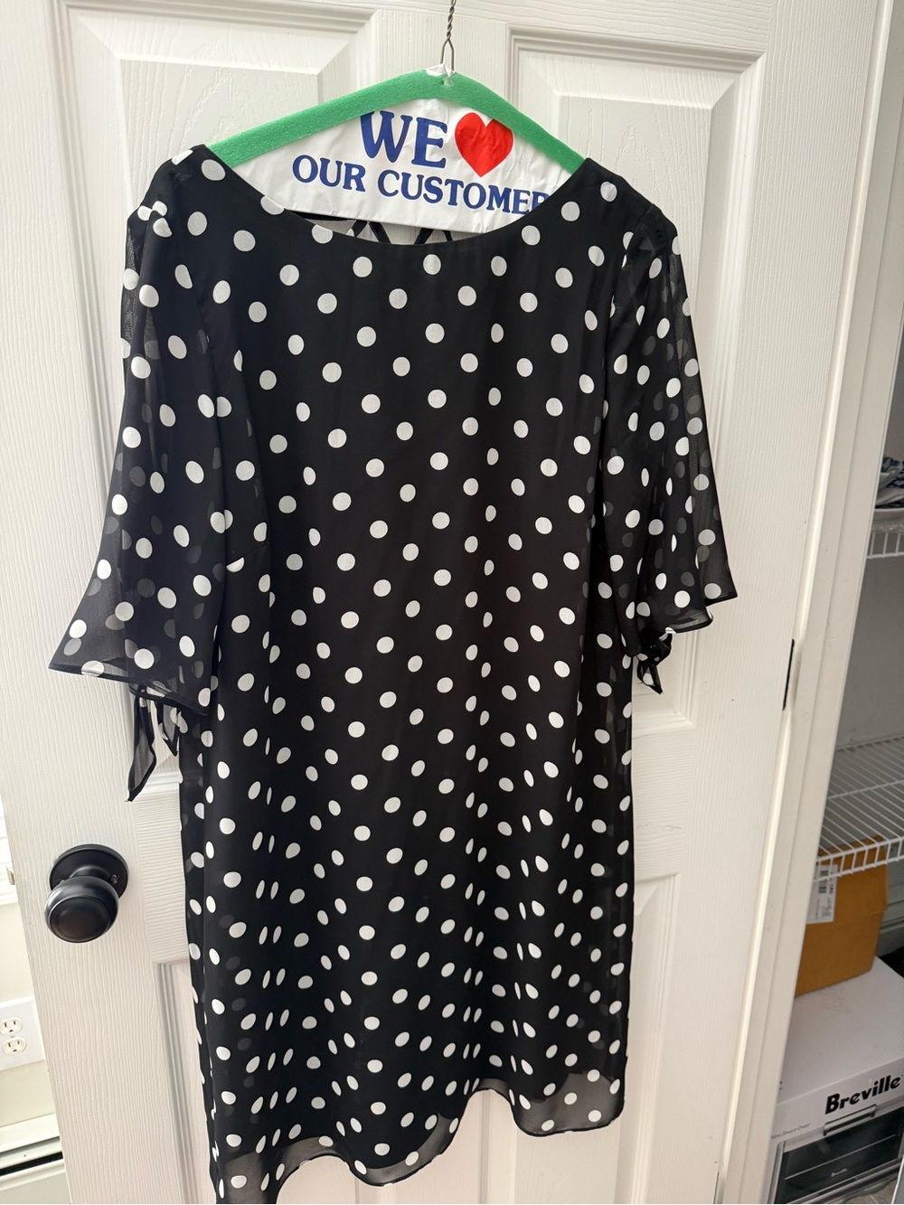 MSK Black White Polka Dot Midi Dress